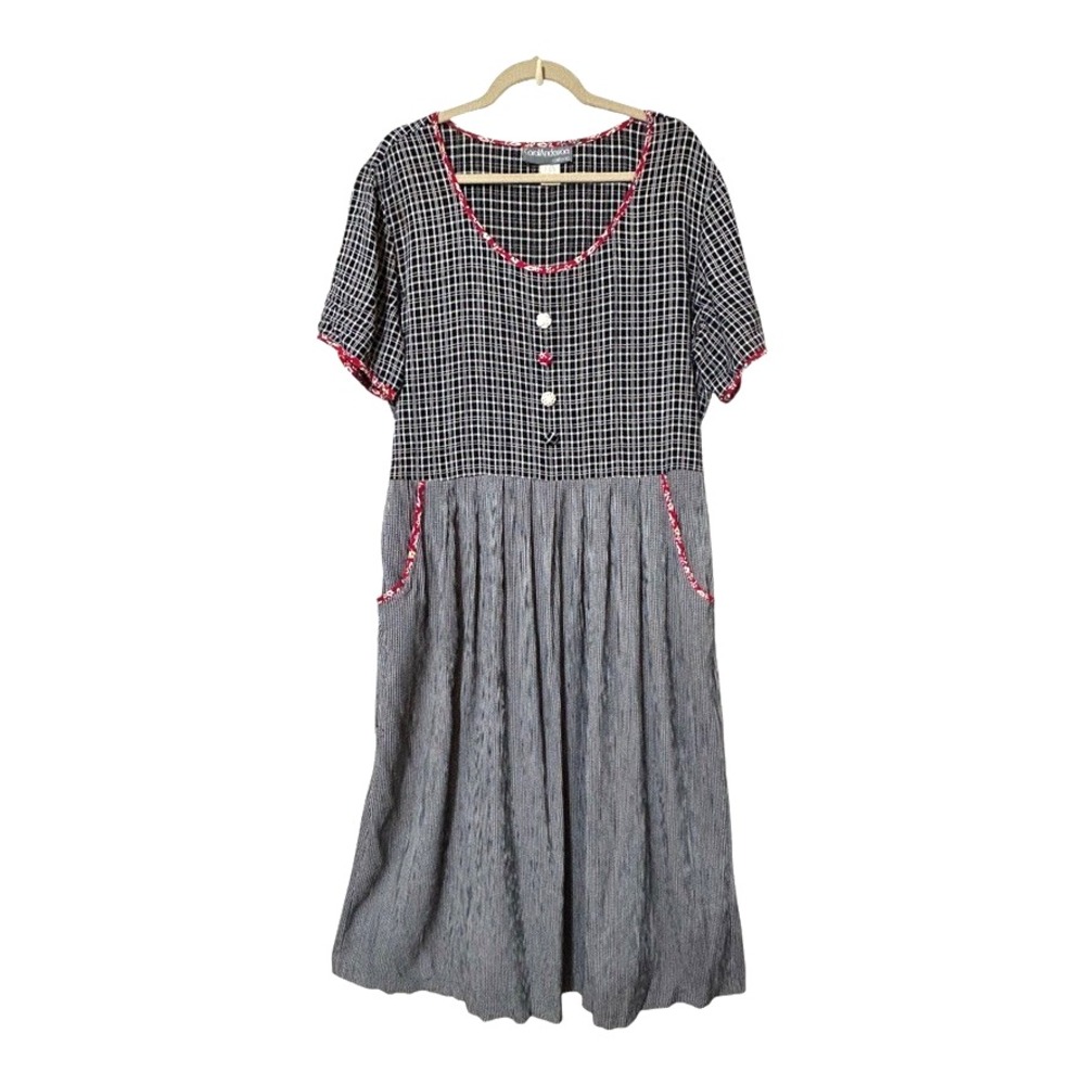 VINTAGE 80's Carol Anderson PLUS SIZE Dress 16 Pockets Whimsical Art To Wear USA - Picture 8 of 13